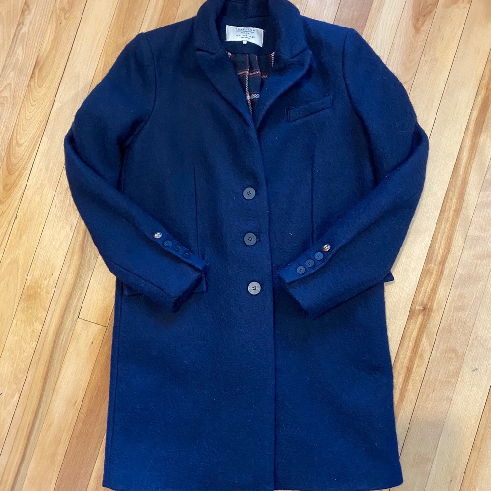 Zara wool blend navy blue coat S